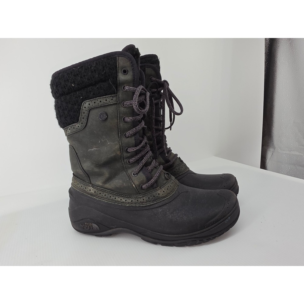 The North Face Shellista Lace Luxe Gray Black Winter Snow Boots Womens 8